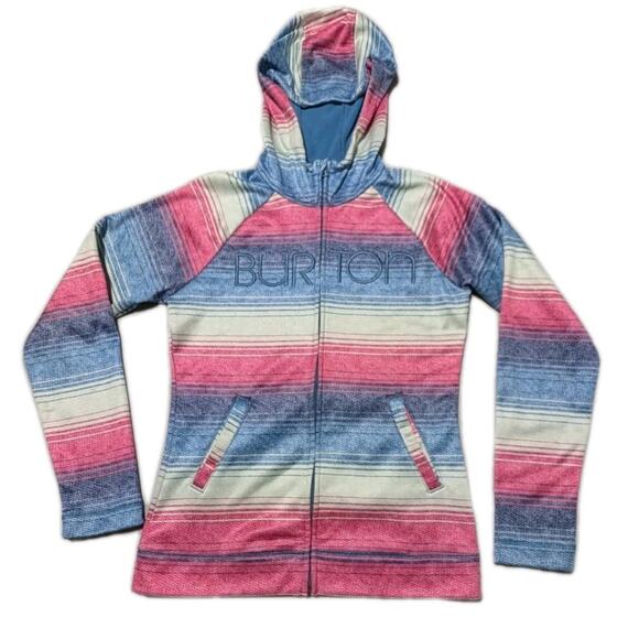 Burton WB Peak Hoodie Women’s M Full Zip Fleece Lined Striped Jacket 2014 - Picture 2 of 12